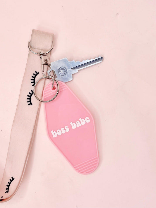 baby pink lash motel keychain
