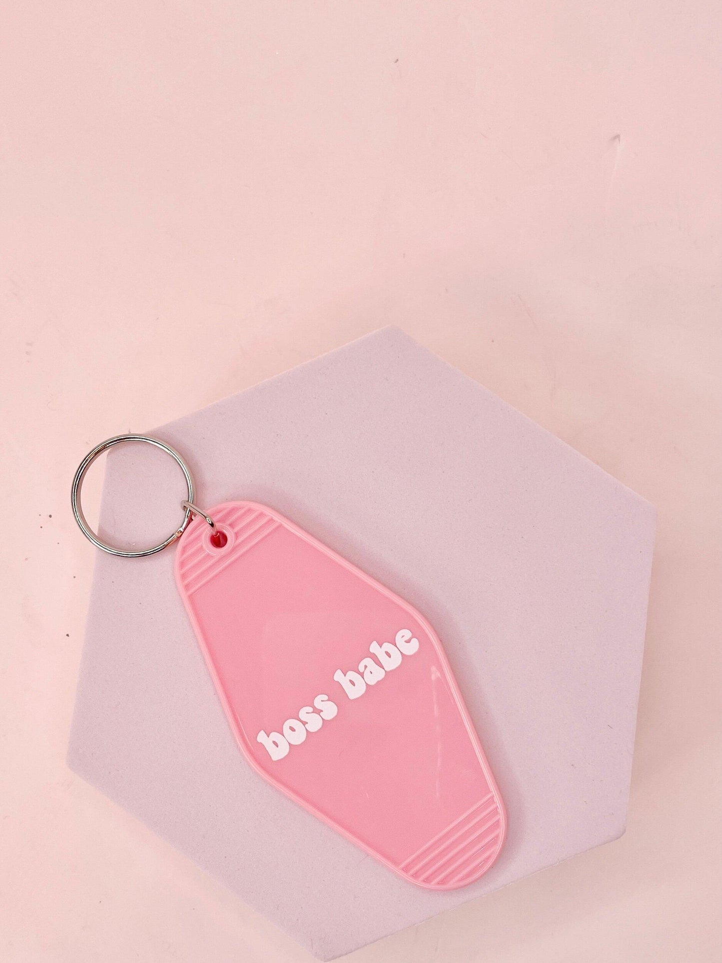 baby pink lash motel keychain
