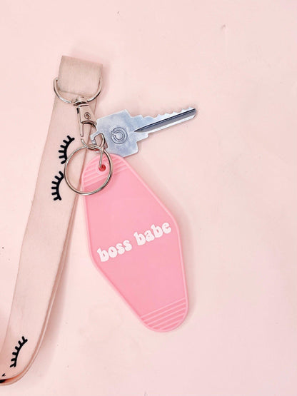 baby pink lash motel keychain
