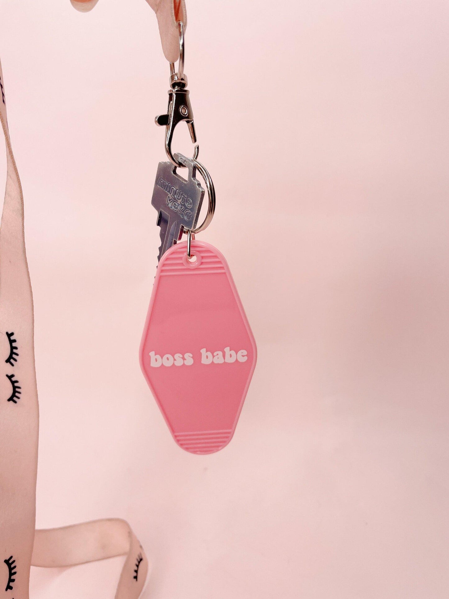 baby pink lash motel keychain